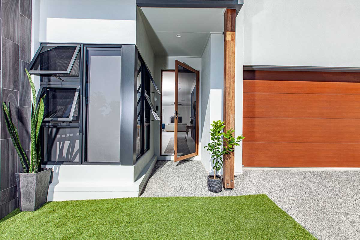 Securelux hinged classic door showing full hardware set including Austral lock, heavy-duty hinges and anti-jemmy striker plates