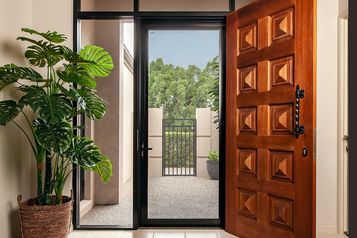 Crimsafe hinged security door on a Brisbane home