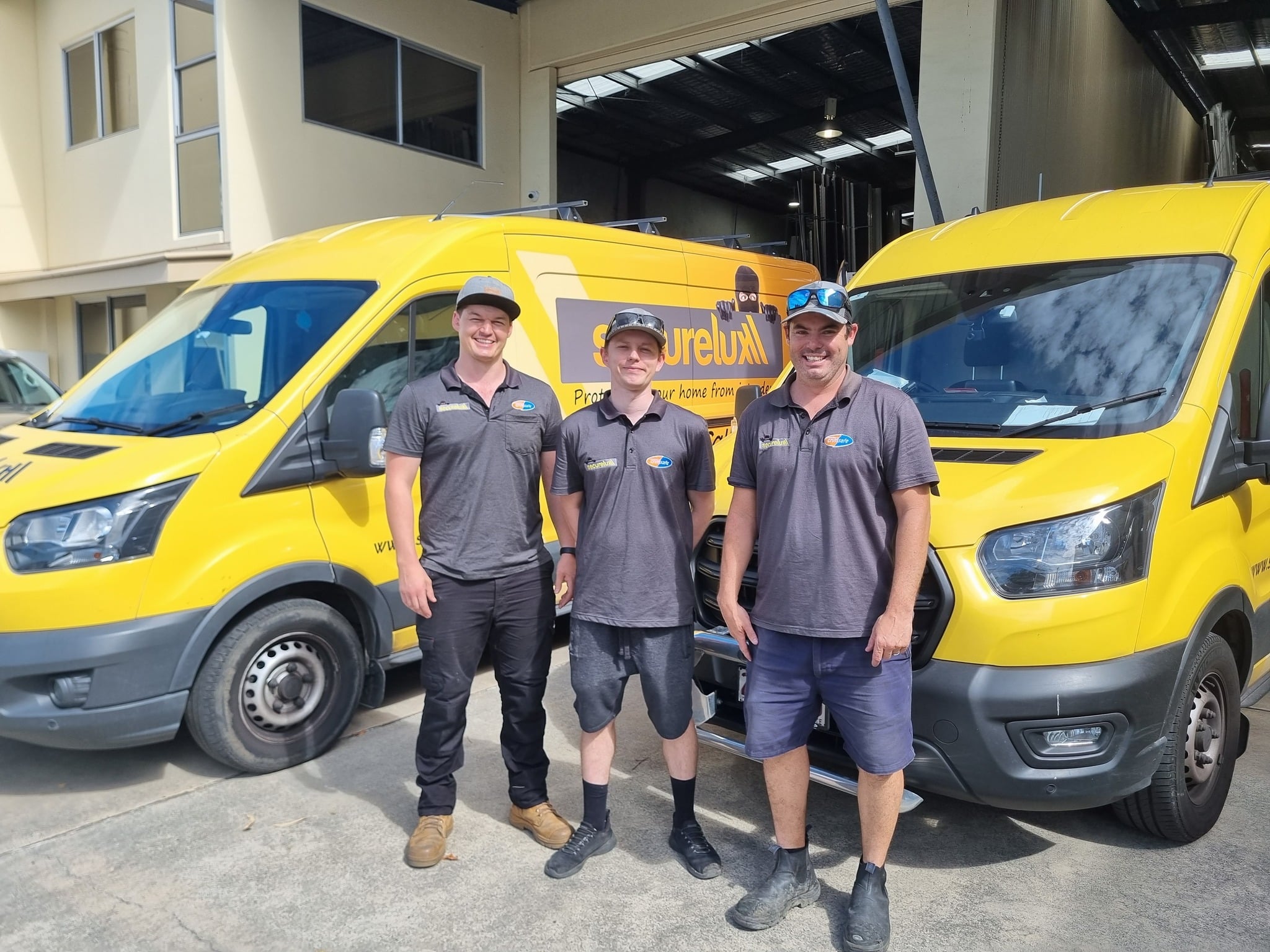 Securelux branded vans and installation crew in south-east Queensland